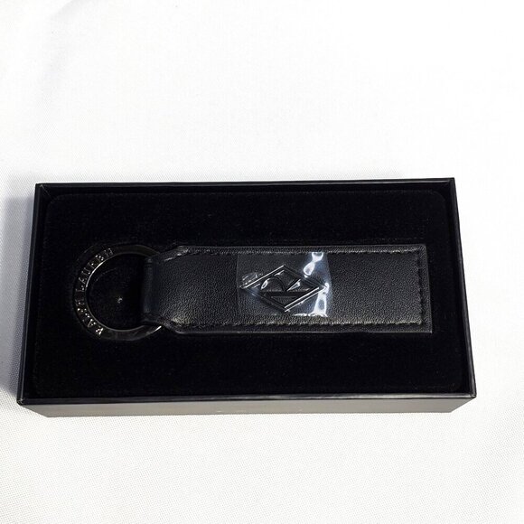 Ralph Laurens Black Diamond Club Leather Keychain Key Fob Ring In Gift Box 6.5" - Picture 3 of 7